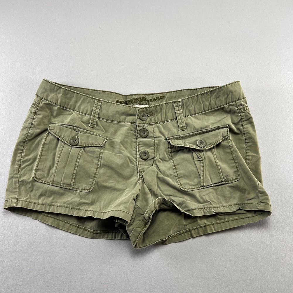 Arizona Jean Co Cargo Shorts Junior's 11 Olive Green Cotton Stretch Utility